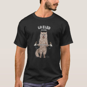 Cream-Katze Muskel-Training Gewichte Fitness In T-Shirt