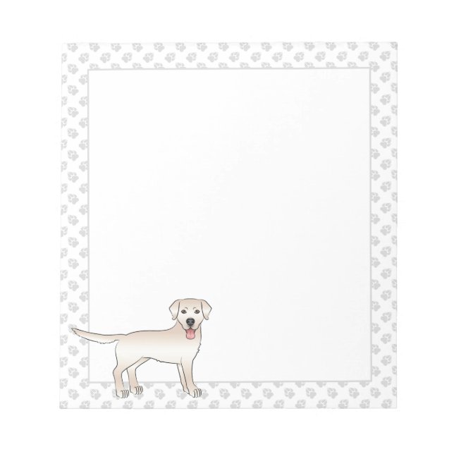 Cream Labrador Retriever Cartoon Dog & Paws Notizblock (Vorderseite)