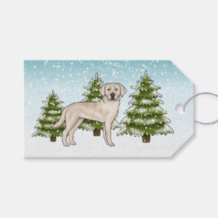 Cream Labrador Retriever Dog Blue Snowy Weihnachte Geschenkanhänger