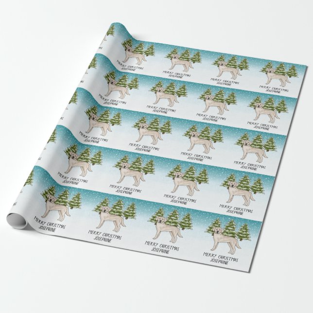 Cream Labrador Retriever Dog Custom Text Geschenkpapier (Ungerollt)