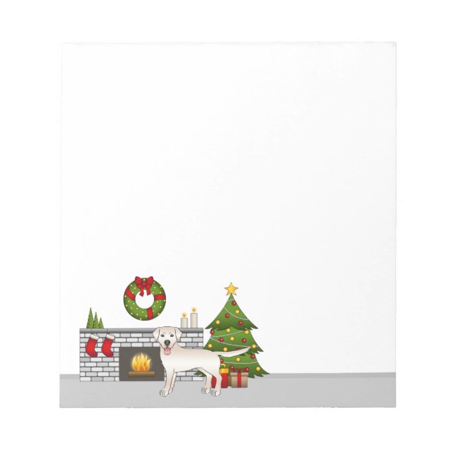 Cream Labrador Retriever - Festlicher Weihnachtsra Notizblock (Vorderseite)