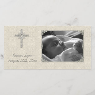 Cream Lace Religious Foto Card Ankündigung