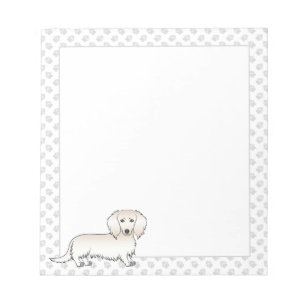 Cream Langhaar Dachshund Cartoon Hund & Pfoten Notizblock