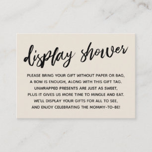 Cream Lässig Script Display Kinderdusche ohne Wrap Begleitkarte