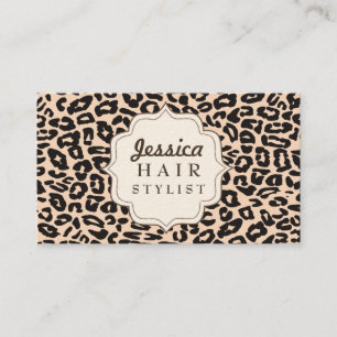 Cream Leopard Print Hair Stylist Terminkarten Terminkarte