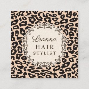 Cream Leopard Print Hair Stylist Terminkarten Terminkarte