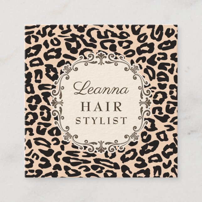 Cream Leopard Print Hair Stylist Terminkarten Terminkarte (Vorderseite)