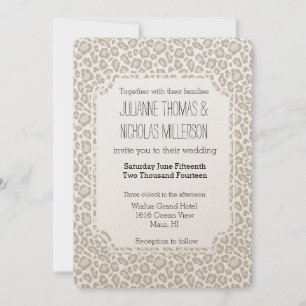 Cream Leopard Print Wedding Einladung