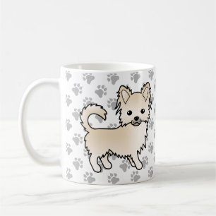 Cream Long Coat Chihuahua Cartoon Hund & Pfoten Kaffeetasse