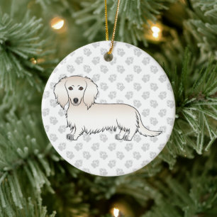 Cream Long Hair Dachshund Süßer Cartoon-Hund & Tex Keramik Ornament