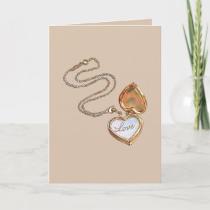 Cream Love Gold Herz Halskette Karte
