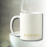 Cream Luxury Custom Serif Name Gift For Her Kaffeetasse<br><div class="desc">This cream personalized product features a smooth gold name design that creates a refined and timeless luxury custom gift for her. The soft cream background paired with matte gold lettering gives the design a light, elegant look without any sparkle. Personalize it with any name to create a clean and sophisticated...</div>