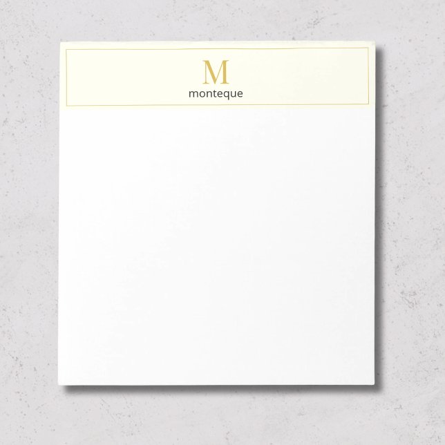 Cream Luxury Serif Personalized Monogram Notizblock (Von Creator hochgeladen)