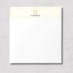 Cream Luxus-Serif-Personalisiertes Monogramm Notizblock