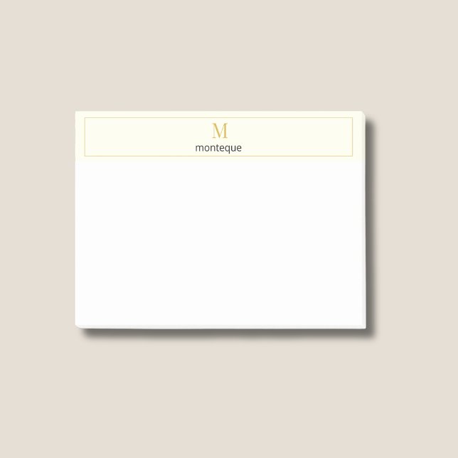 Cream Luxus Serif Personalisiertes Monogramm Post-it Klebezettel (Von Creator hochgeladen)