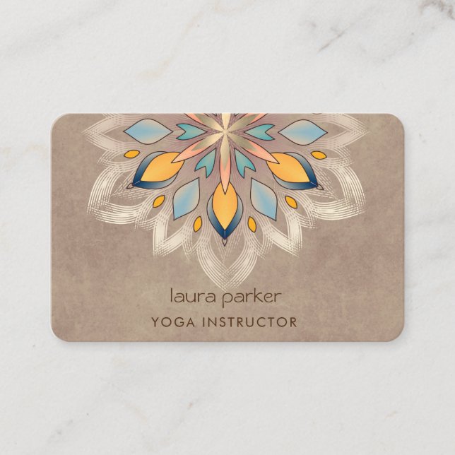 Cream Mandala Holistic Lotus Floral Zen Yoga Visitenkarte (Vorderseite)