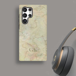 Cream Marble Monogram Samsung Galaxy Hülle