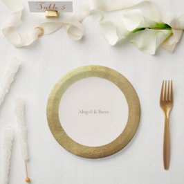 Cream & Metallic Gold Image Simple Wedding Pappteller