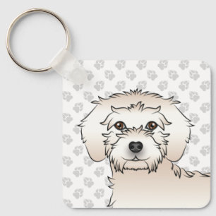 Cream Mini Goldendoodle Cartoon Dog & Name Schlüsselanhänger