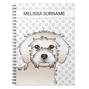 Cream Mini Goldendoodle Cartoon Dog & Text Notizblock
