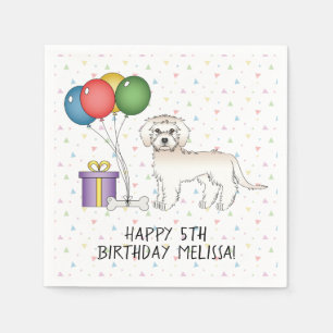 Cream Mini Goldendoodle Niedlicher Cartoon Hund Ge Serviette