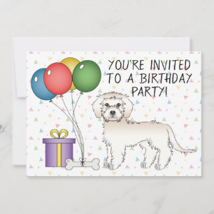 Cream Mini Goldendoodle Süßer Cartoon-Hund Geburts Einladung