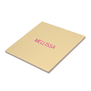 Cream minimalist benutzerdefinierter Name Fliese