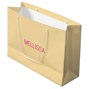 Cream minimalist benutzerdefinierter Name Große Geschenktüte