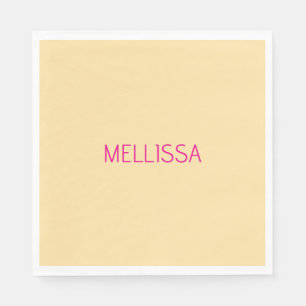 Cream minimalist benutzerdefinierter Name Serviette