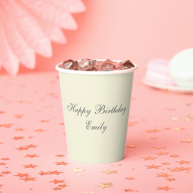 Cream Minimalist Birthday Party Paper Cup Pappbecher (Insitu)