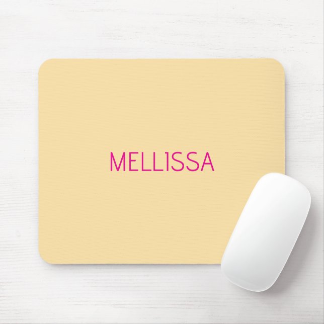 Cream minimalist custom name  mousepad (Mit Mouse)