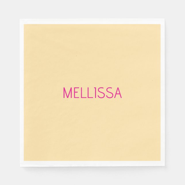 Cream minimalist custom name  serviette (Vorderseite)