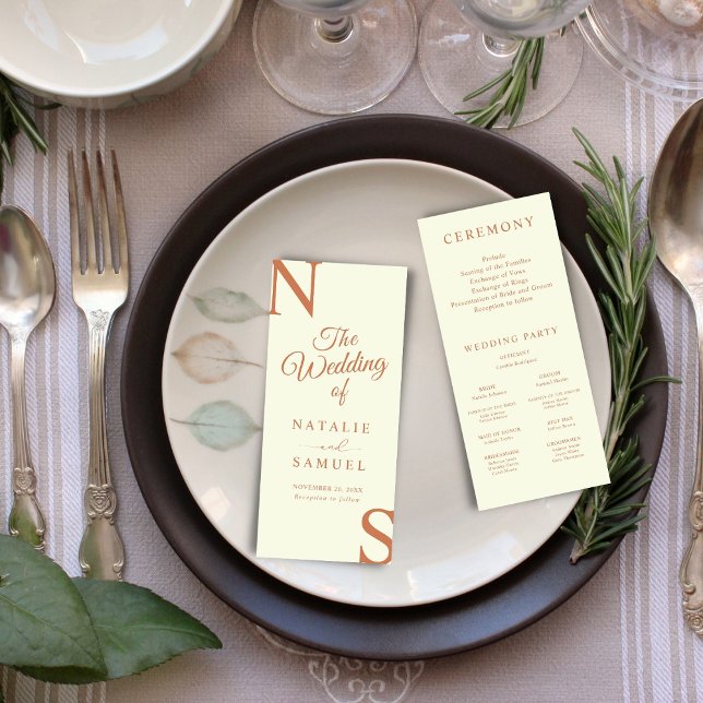 Cream Minimalistisch & Bold Initials Wedding Progr (Von Creator hochgeladen)