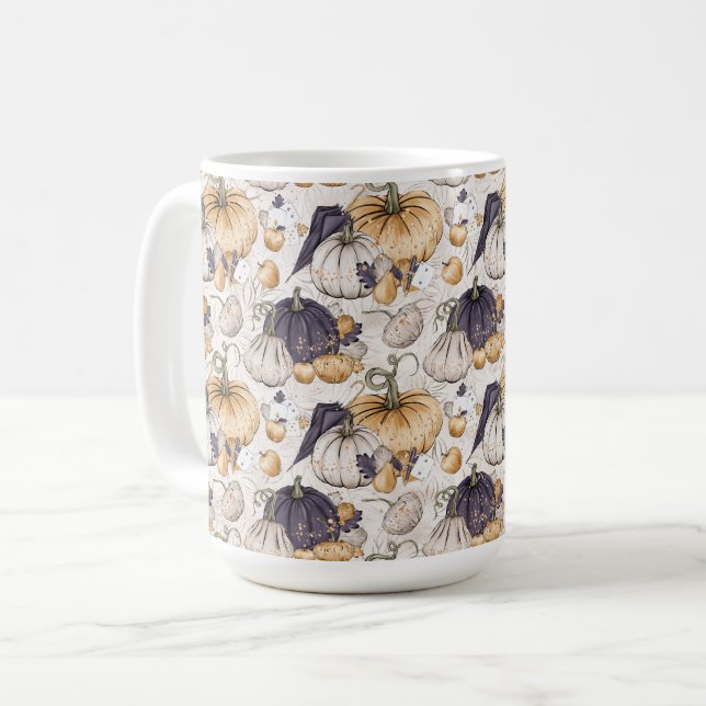 CREAM MIT ORANGE CREAM & LILA PUMPKINS KAFFEETASSE (Vorderseite Links)