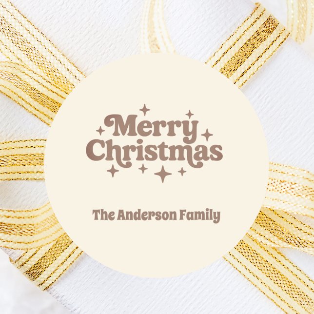 Cream mocha Frohe Weihnachtsgunst Runder Aufkleber (Von Creator hochgeladen)