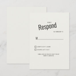 Cream Modern Black Text Wedding RSVP