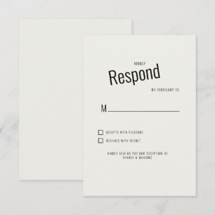 Cream Modern Black Texte Mariage RSVP