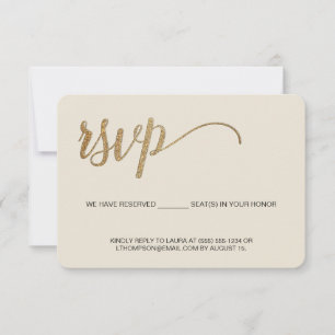 Cream Modern Gold UAWG No mailing Reservierung Sit RSVP Karte
