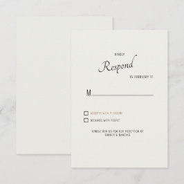 Cream Modern Schriftart Black Text Wedding RSVP