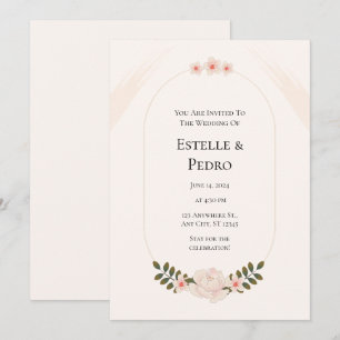Cream Modern Wedding Einladung