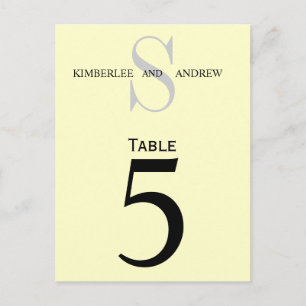 Cream Monogram Wedding Tischnummer Cards