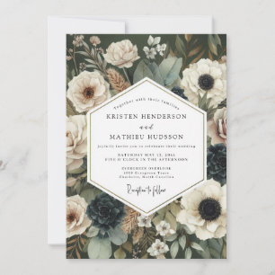 Cream Moody Botanische Hochzeit Einladung