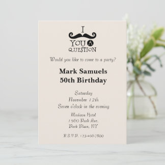 Cream Mustaches 50. Geburtstag Einladung