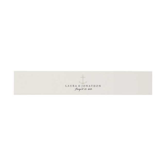 Cream Nautical Anchor | Hochzeit Einladungsbanderole (Flach)