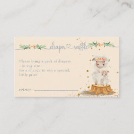 Cream Navy Lamb Sheep Baby Dusche Windel Raffel Begleitkarte