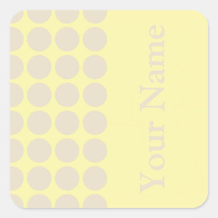 Cream Neutral Punkte mit Namenstext Quadratischer Aufkleber