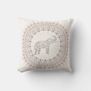Cream Ombre Elephant Mandala Kissen