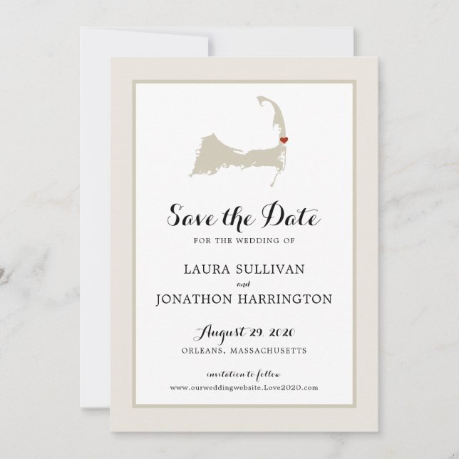 Cream Orleans Cape Cod Save the Date (Vorderseite)