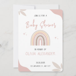 Cream Pastel Einfache Minimalistische Babydusche Einladung