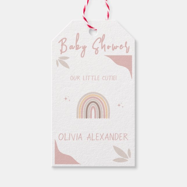 Cream Pastel Einfache Minimalistische Babydusche Geschenkanhänger (Vorderseite)